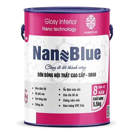 Sơn bóng nội thất cao cấp Nanoublue thùng 5 lít